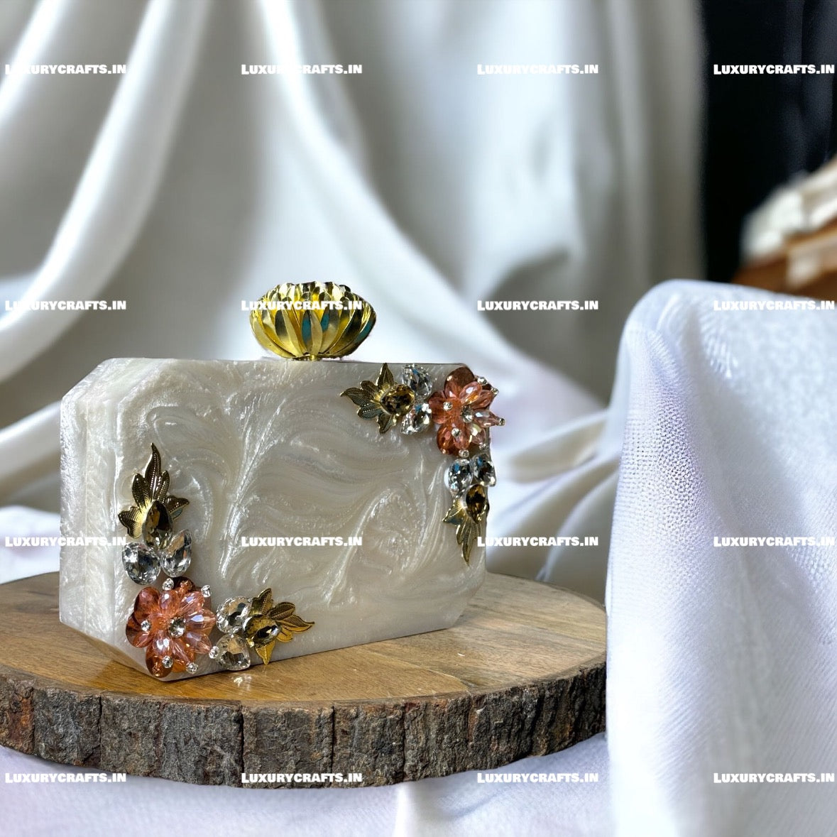 Bridal Radiance: Resin Clutch, Your Unique Touch to Wedding Chic.