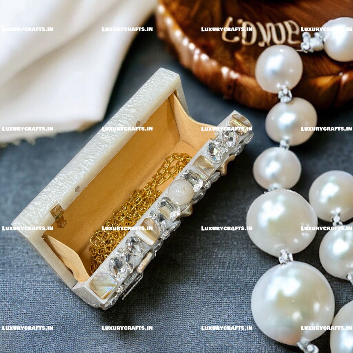 Elegance in Hand Personalized Resin Bridal Clutch, Your Wedding Companion.