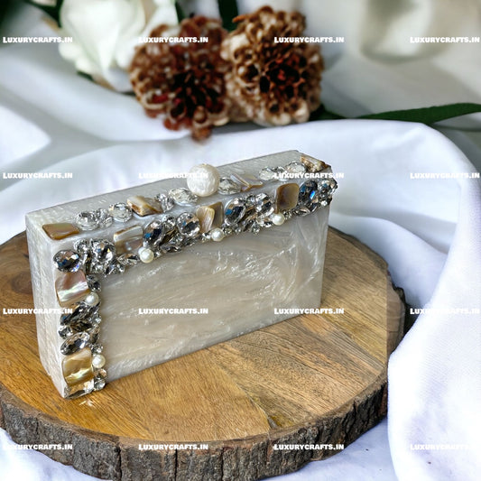 Elegance in Hand Personalized Resin Bridal Clutch, Your Wedding Companion.