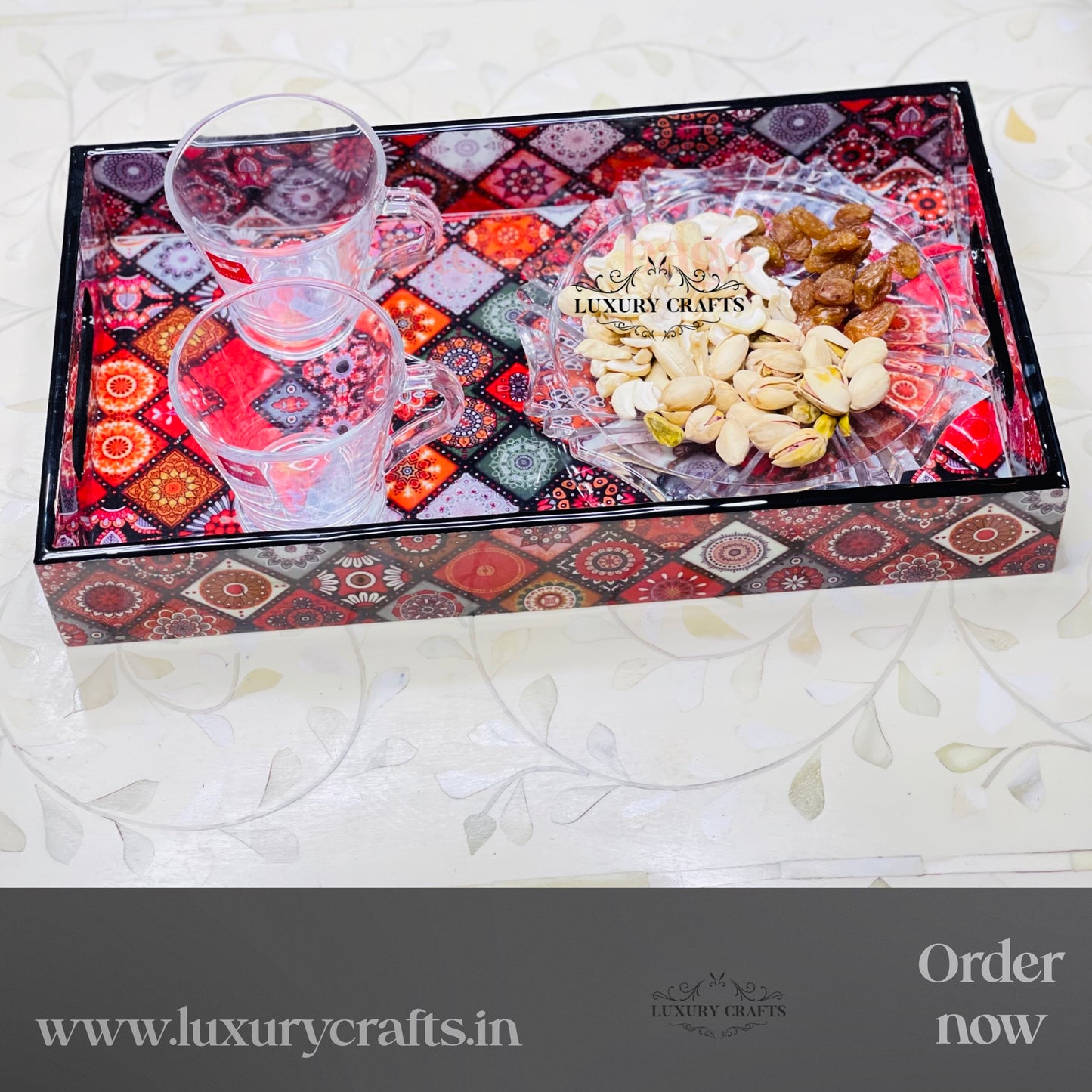 MDF FLORAL SERVINGS TRAY