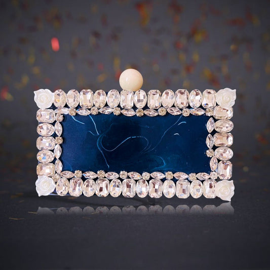 STYLISH BLUE LUXURY CLUTCH.