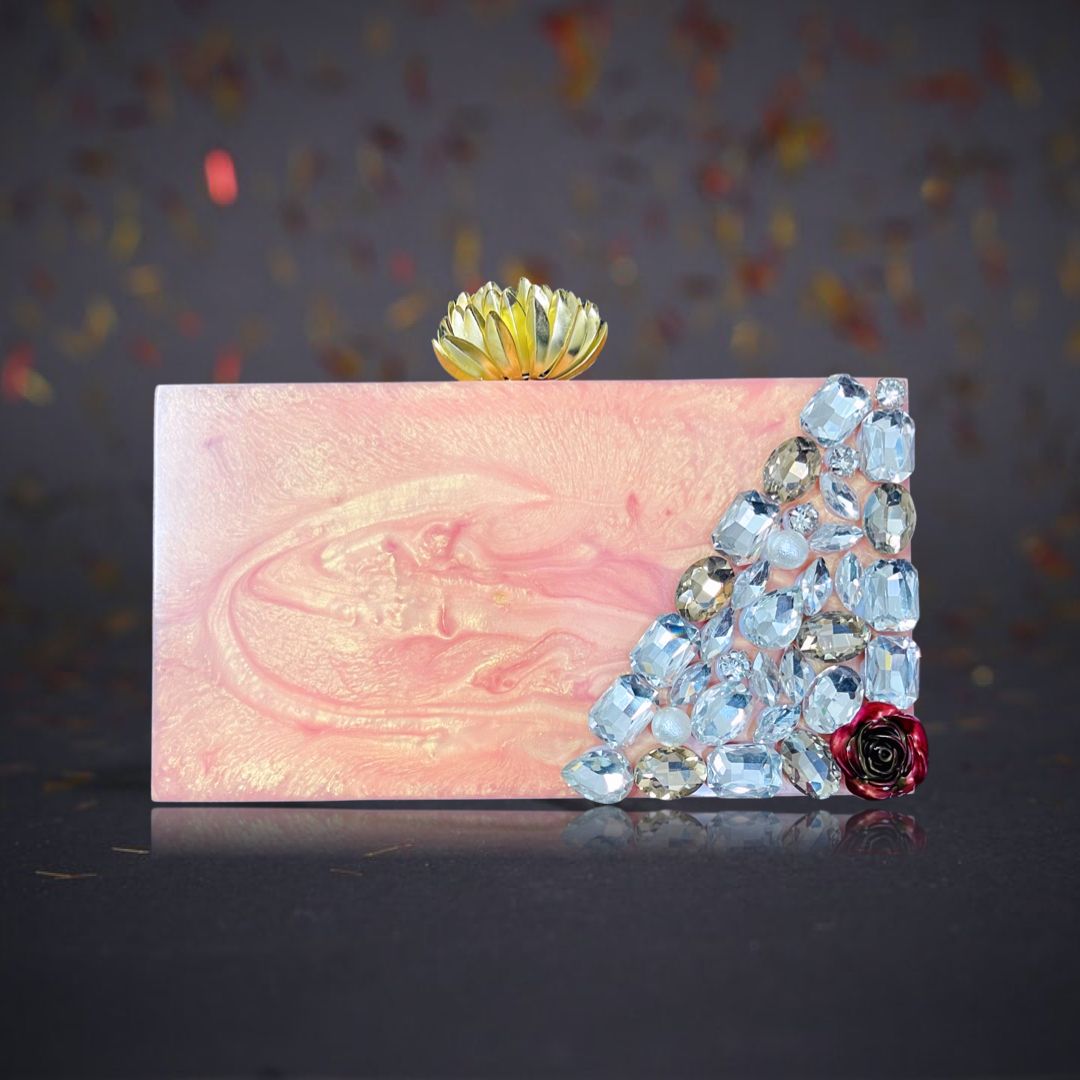 PINKISH LOVING STONE STYLISH CLUTCH